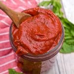 5 minute homemade pizza sauce in a glass jar