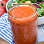 condensed tomato soup salad dressing in a small glass jar
