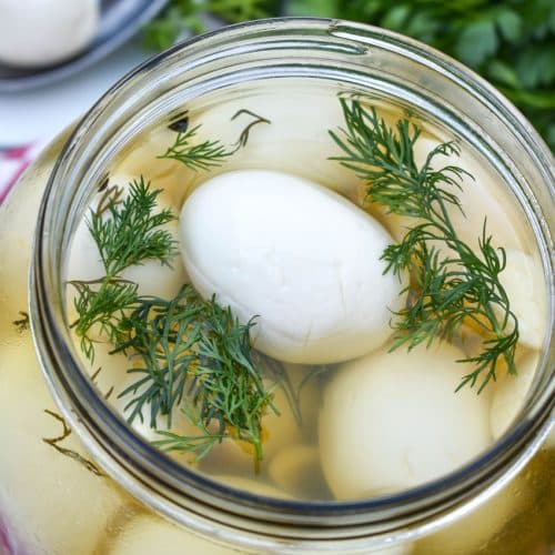 easy homemade pickled eggs in a glass jar
