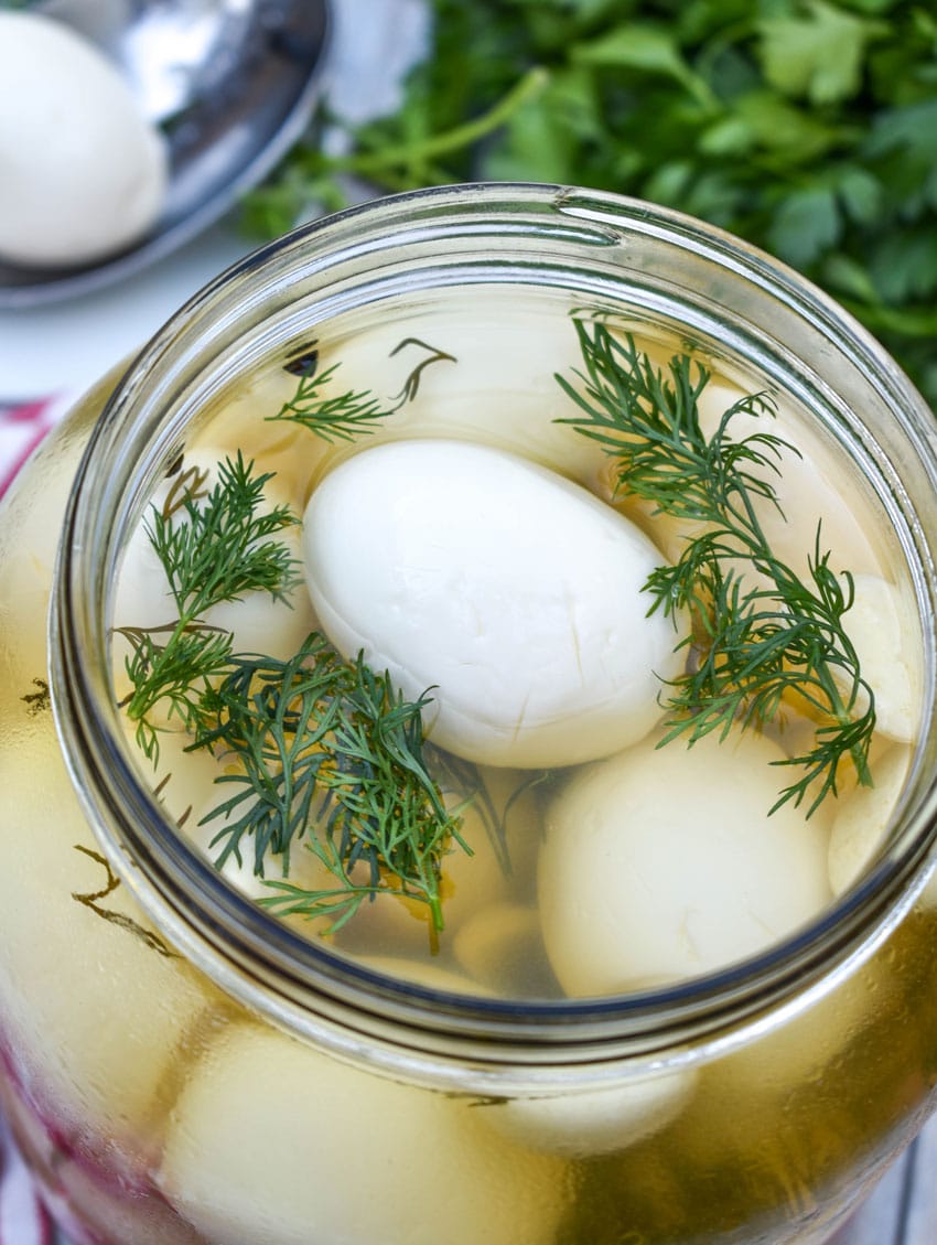 easy homemade pickled eggs in a glass jar