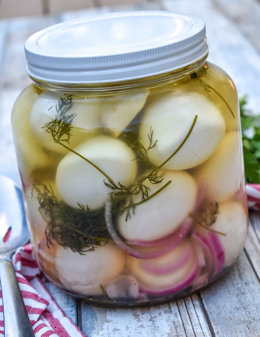 easy homemade pickled eggs in a glass jar