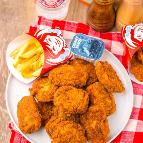 copycat wendy's spicy chicken nuggets on a white plate
