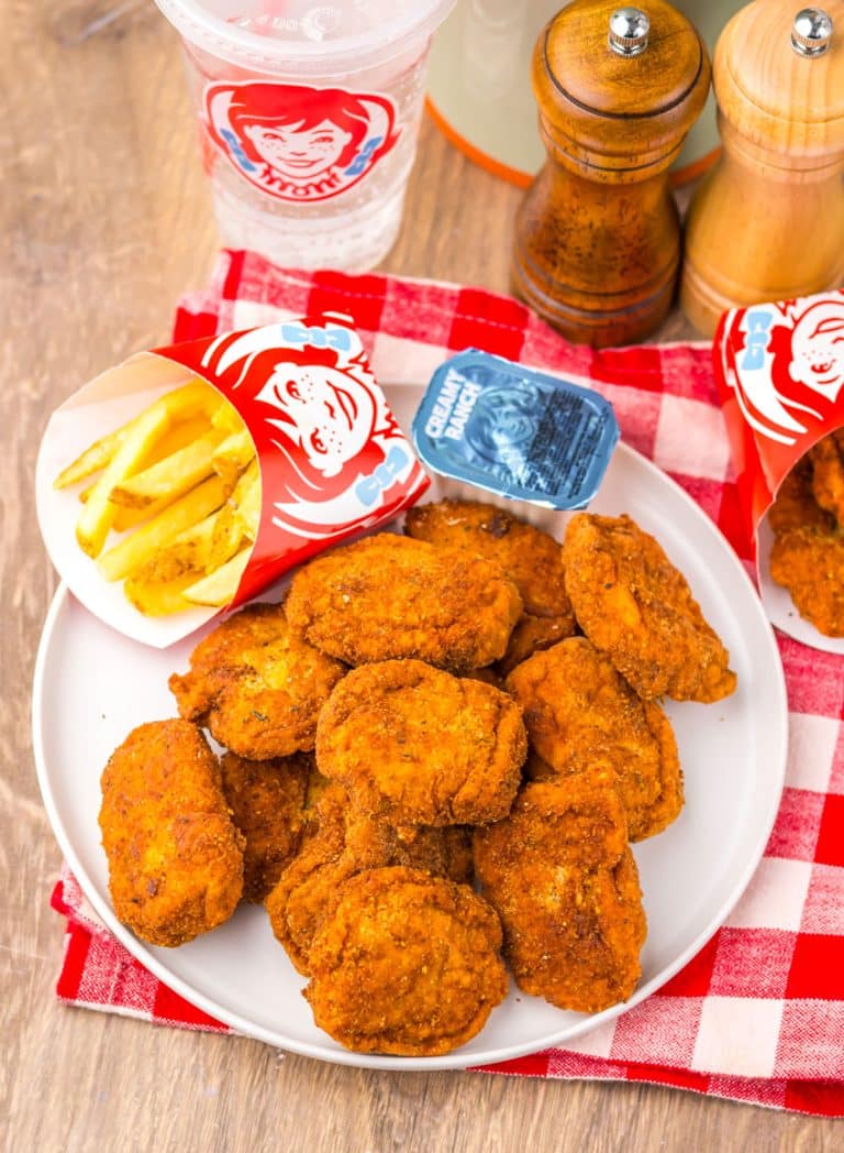 copycat wendy's spicy chicken nuggets on a white plate