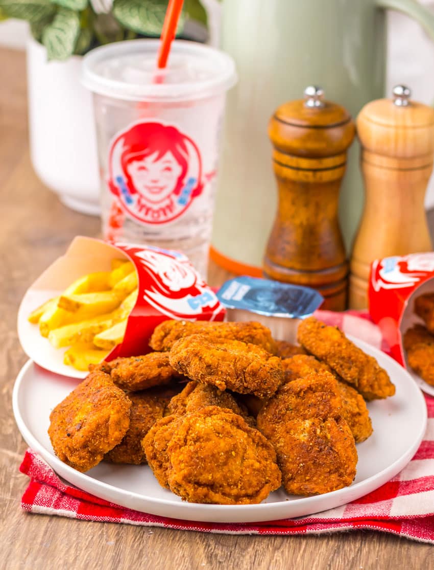 copycat wendy's spicy chicken nuggets on a white plate
