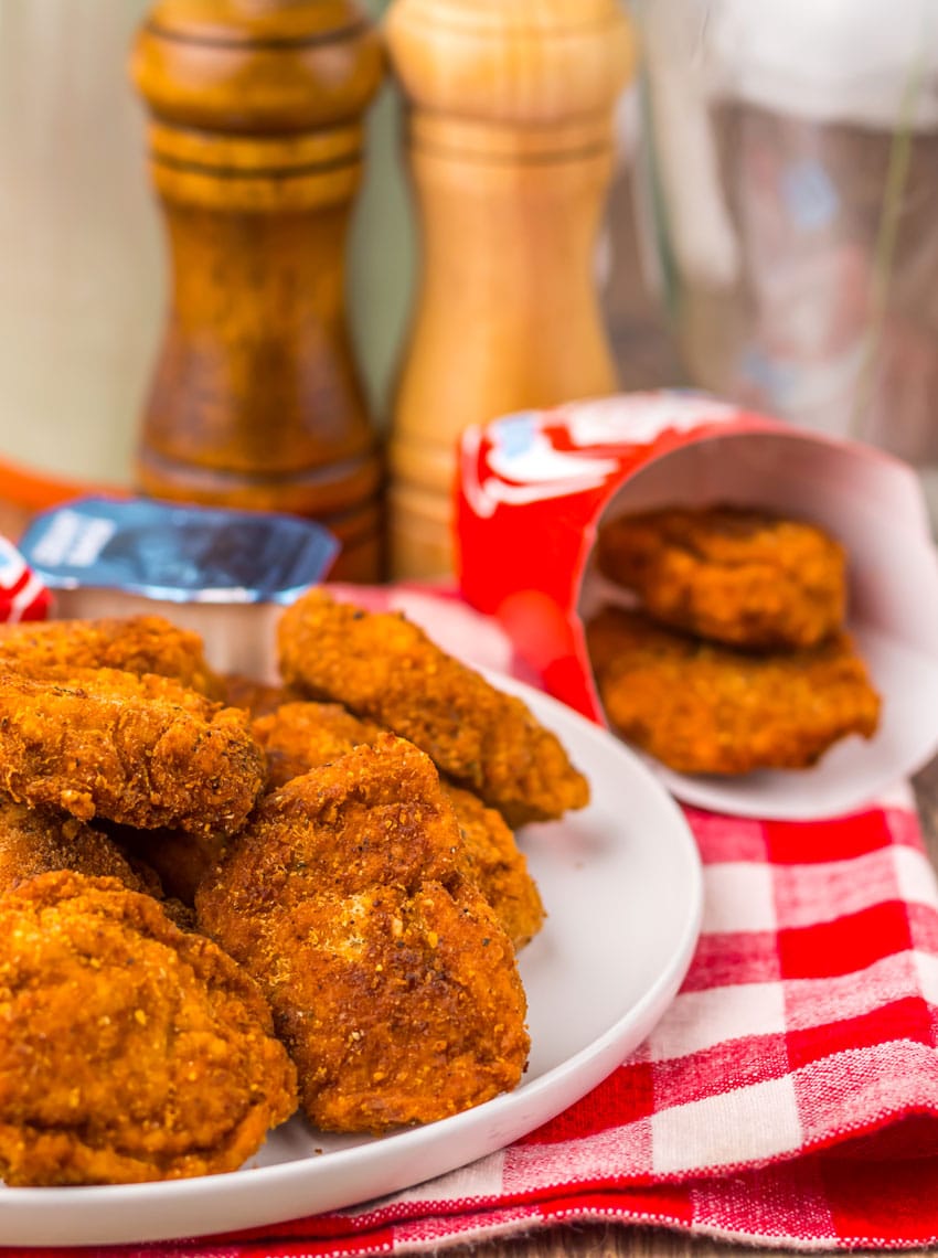 copycat wendy's spicy chicken nuggets on a white plate