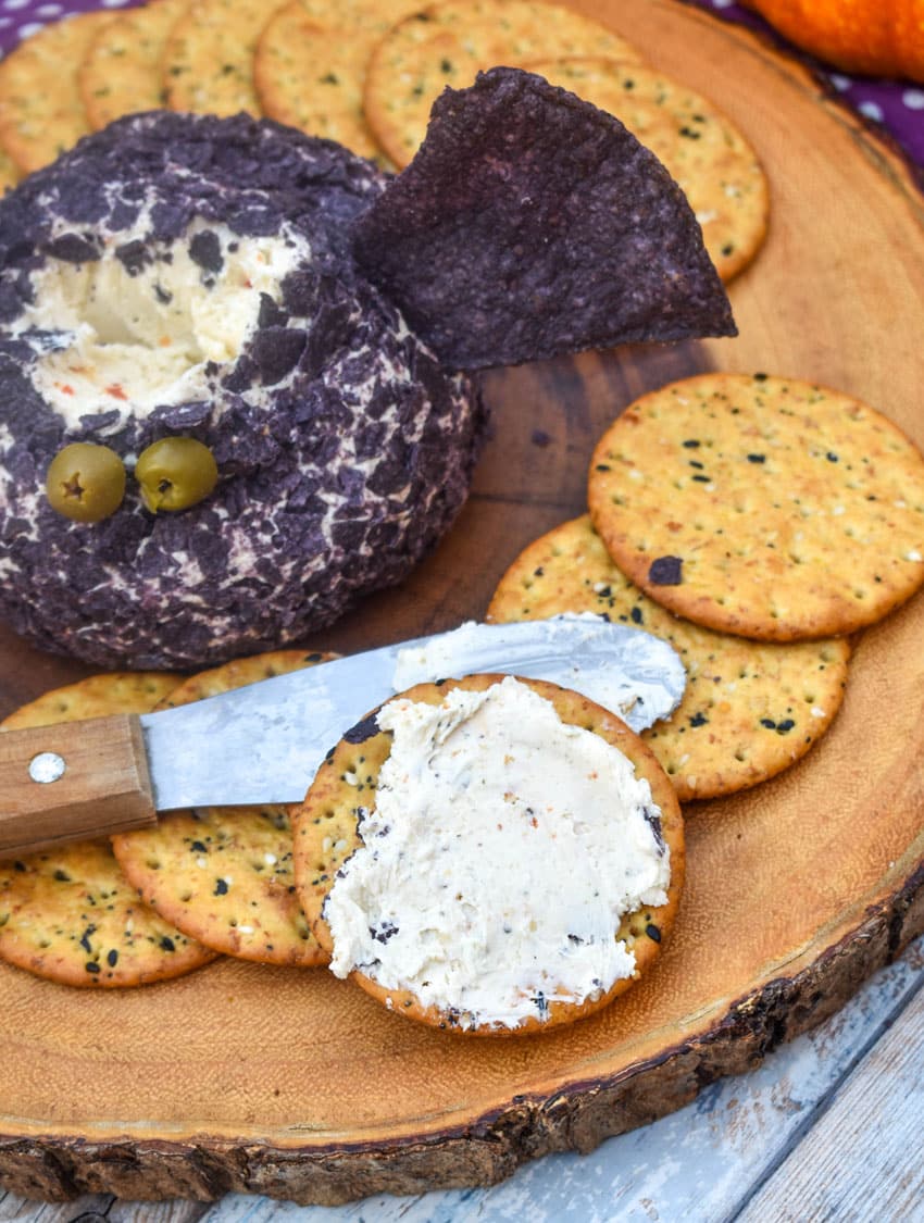 italian flavored cream cheese spread on a multigrain cracker