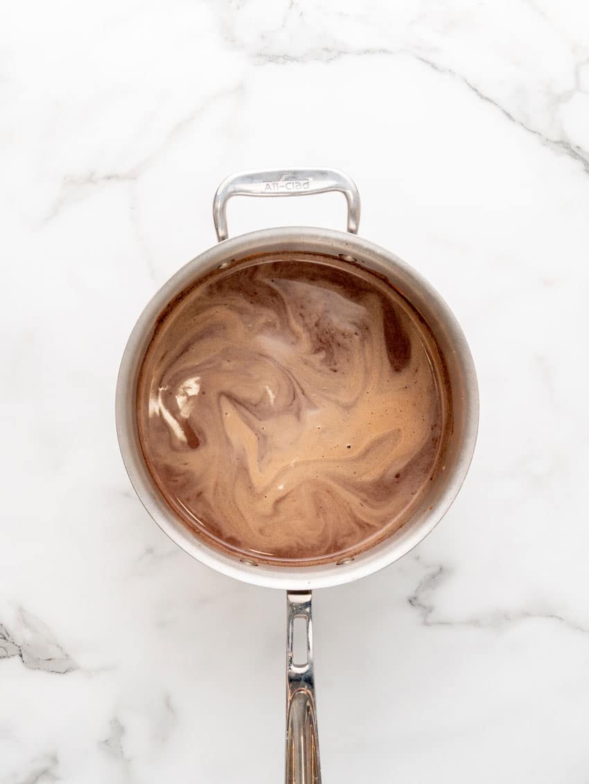 mexican hot chocolate ingredients in a small sauce pan