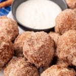 copycat Denny's pancake puppies on a white serving tray