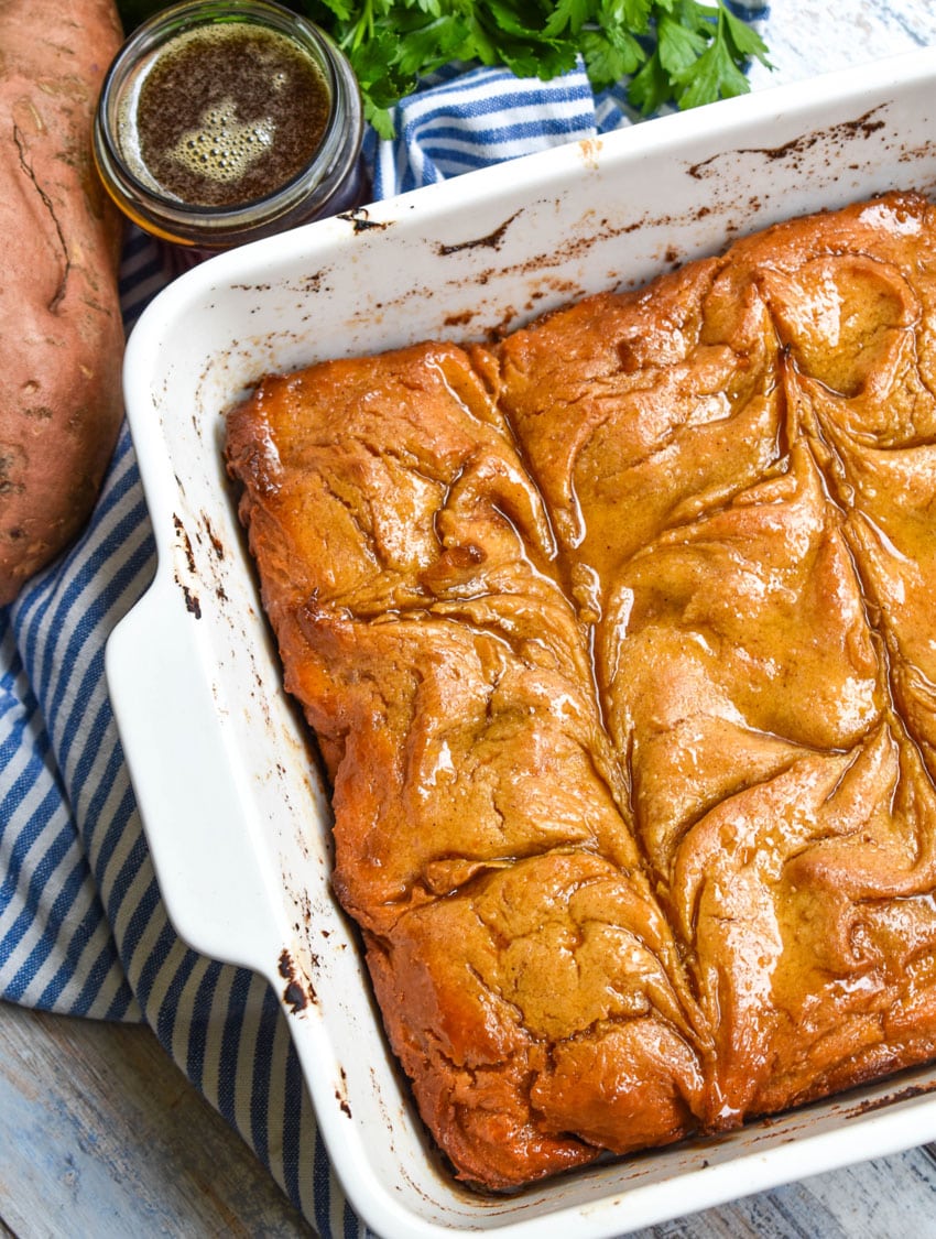 Sweet Potato Butter Swim Biscuits sweet potato butter swim biscuits in a white baking dish